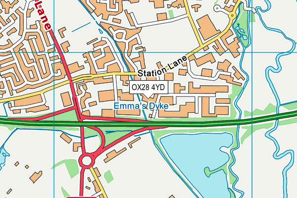 OX28 4YD map - OS VectorMap District (Ordnance Survey)