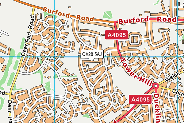 OX28 5AJ map - OS VectorMap District (Ordnance Survey)