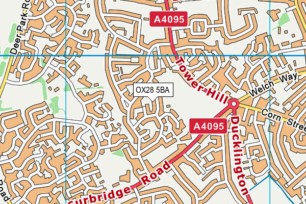 OX28 5BA map - OS VectorMap District (Ordnance Survey)