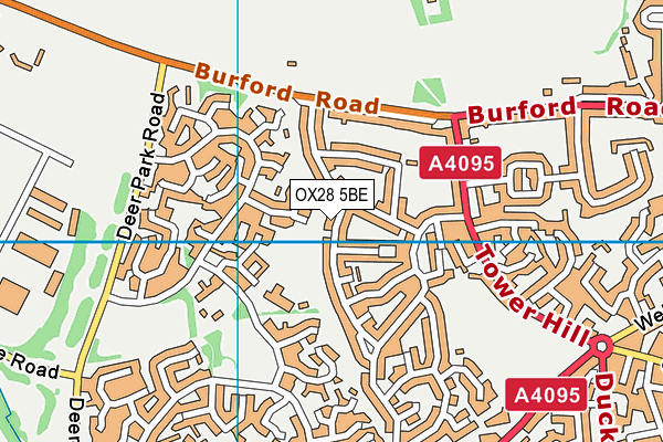 OX28 5BE map - OS VectorMap District (Ordnance Survey)