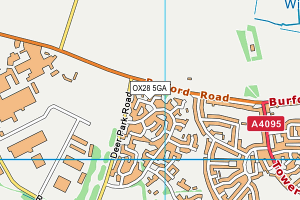 OX28 5GA map - OS VectorMap District (Ordnance Survey)