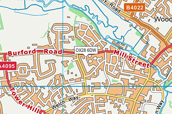 OX28 6DW map - OS VectorMap District (Ordnance Survey)