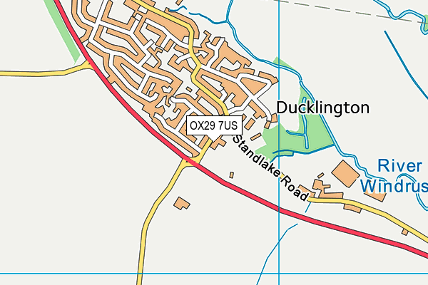Ducklington Sports Club map (OX29 7US) - OS VectorMap District (Ordnance Survey)