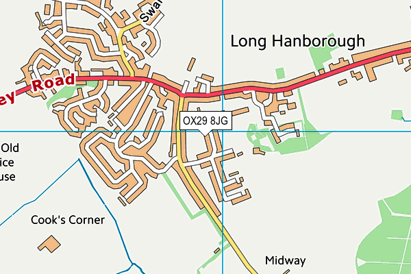 Hanborough Playing Fields map (OX29 8JG) - OS VectorMap District (Ordnance Survey)
