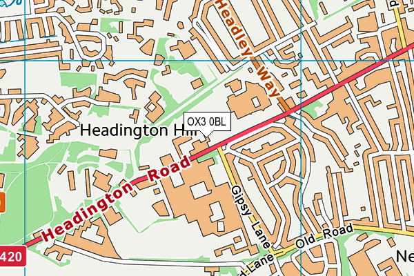 Map of HEADINGTON SCHOOL OXFORD LIMITED at district scale