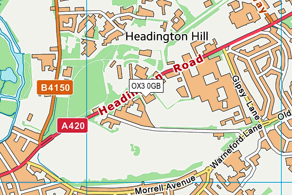 Brookes Sport Headington map (OX3 0GB) - OS VectorMap District (Ordnance Survey)