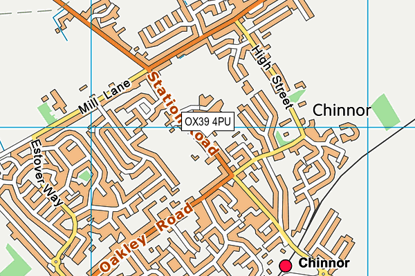 Station Road Playing Fields (Chinnor) map (OX39 4PU) - OS VectorMap District (Ordnance Survey)