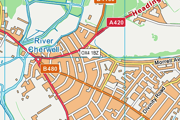 OX4 1BZ map - OS VectorMap District (Ordnance Survey)