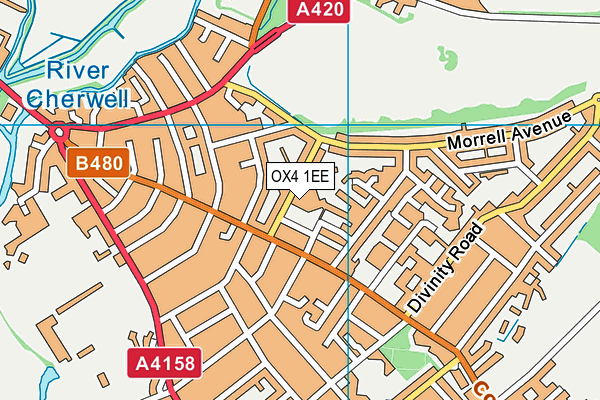 OX4 1EE map - OS VectorMap District (Ordnance Survey)