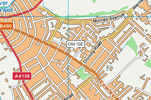 OX4 1GE map - OS VectorMap District (Ordnance Survey)