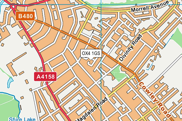 OX4 1GS map - OS VectorMap District (Ordnance Survey)