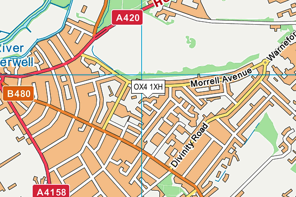 East Oxford Astroturf map (OX4 1XH) - OS VectorMap District (Ordnance Survey)