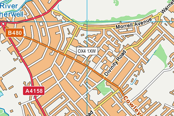 OX4 1XW map - OS VectorMap District (Ordnance Survey)