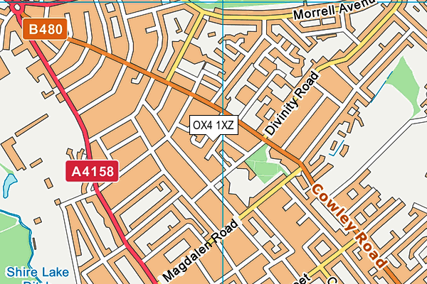 OX4 1XZ map - OS VectorMap District (Ordnance Survey)