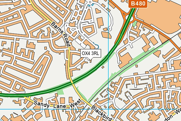 Sandy Lane (Oxford) map (OX4 3RL) - OS VectorMap District (Ordnance Survey)