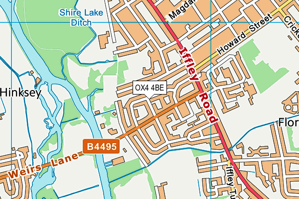 OX4 4BE map - OS VectorMap District (Ordnance Survey)