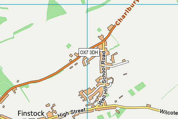 Church Rise Playing Field map (OX7 3DH) - OS VectorMap District (Ordnance Survey)