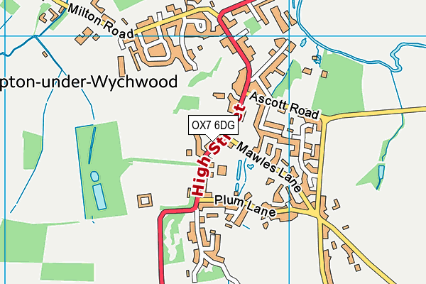 Shipton Under Wychwood Cricket Club map (OX7 6DG) - OS VectorMap District (Ordnance Survey)