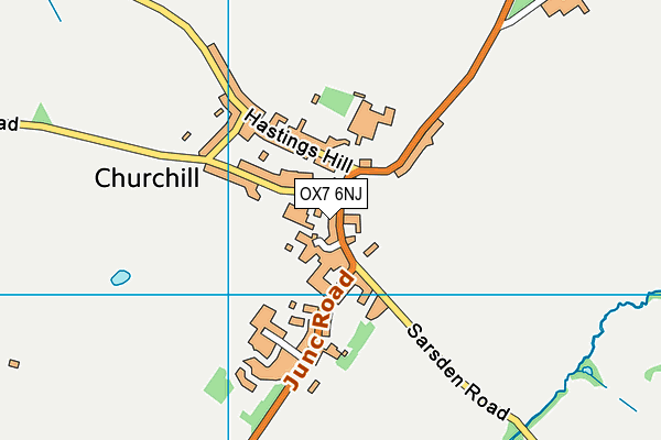Churchill Playing Fields map (OX7 6NJ) - OS VectorMap District (Ordnance Survey)