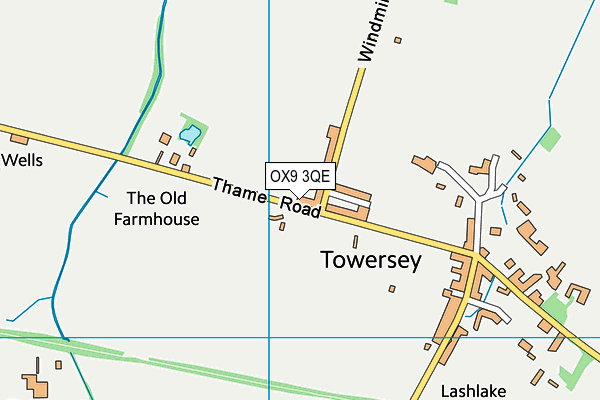 Towersey Playing Fields map (OX9 3QE) - OS VectorMap District (Ordnance Survey)