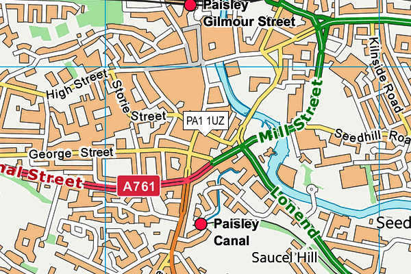 PA1 1UZ map - OS VectorMap District (Ordnance Survey)