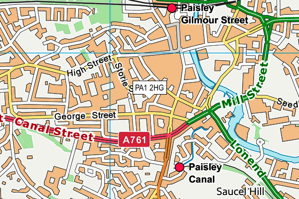 PA1 2HG map - OS VectorMap District (Ordnance Survey)