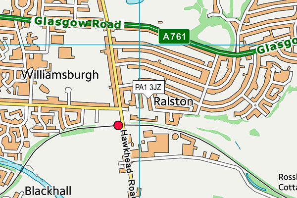 PA1 3JZ map - OS VectorMap District (Ordnance Survey)