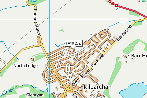 PA10 2JZ map - OS VectorMap District (Ordnance Survey)