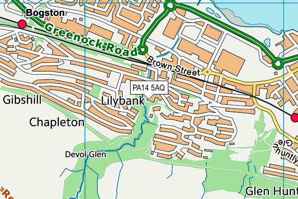 PA14 5AQ map - OS VectorMap District (Ordnance Survey)