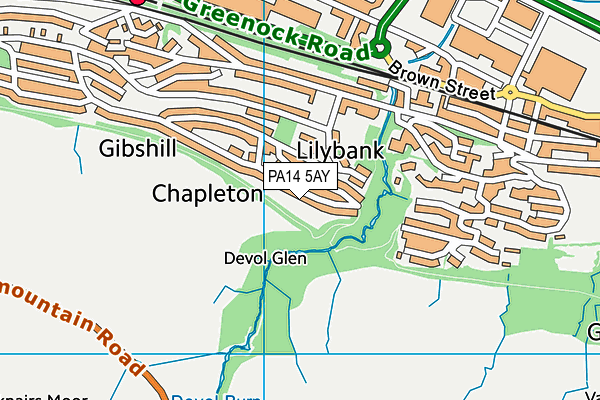 PA14 5AY map - OS VectorMap District (Ordnance Survey)