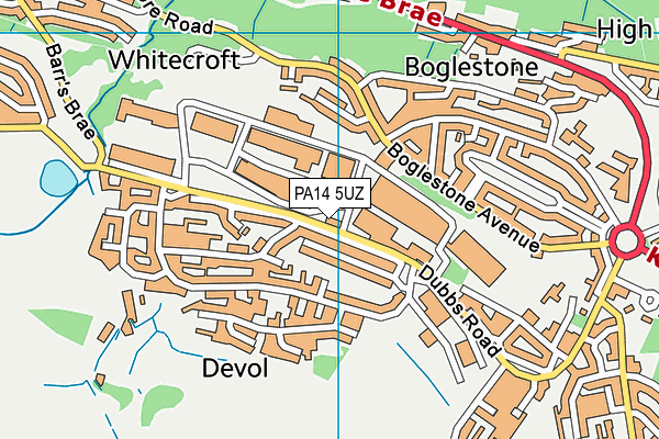 PA14 5UZ map - OS VectorMap District (Ordnance Survey)