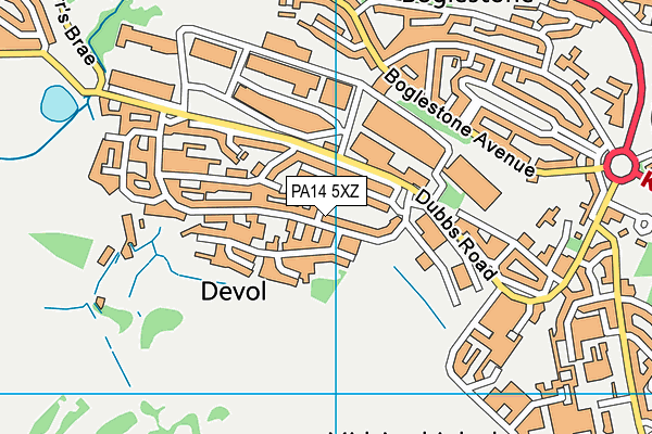 PA14 5XZ map - OS VectorMap District (Ordnance Survey)