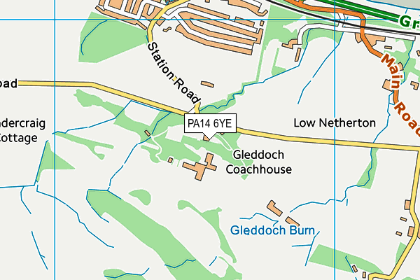 PA14 6YE map - OS VectorMap District (Ordnance Survey)