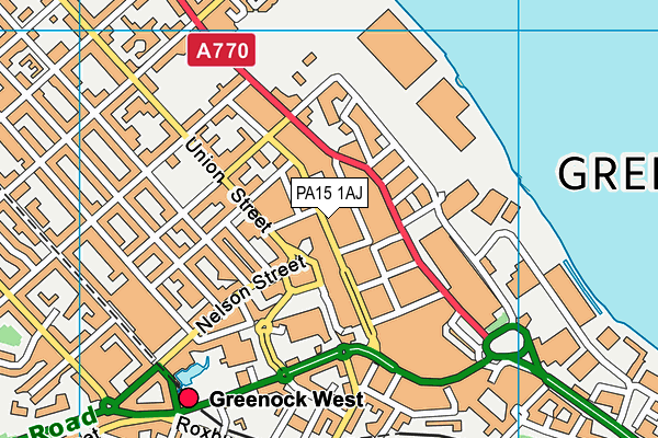 PA15 1AJ map - OS VectorMap District (Ordnance Survey)