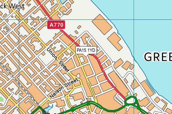 PA15 1YD map - OS VectorMap District (Ordnance Survey)