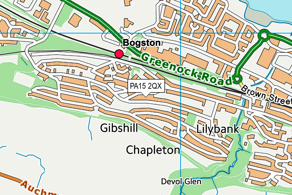 PA15 2QX map - OS VectorMap District (Ordnance Survey)