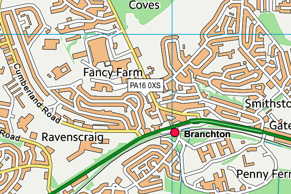 PA16 0XS map - OS VectorMap District (Ordnance Survey)