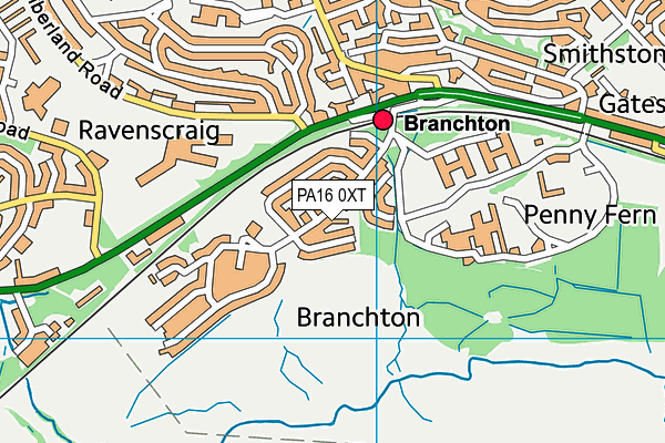 PA16 0XT map - OS VectorMap District (Ordnance Survey)