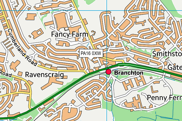 PA16 0XW map - OS VectorMap District (Ordnance Survey)