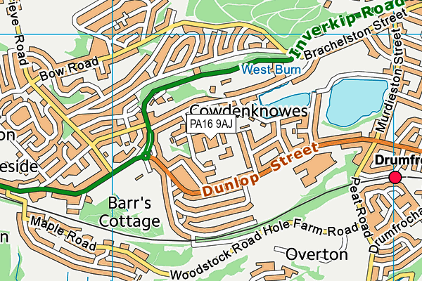 PA16 9AJ map - OS VectorMap District (Ordnance Survey)