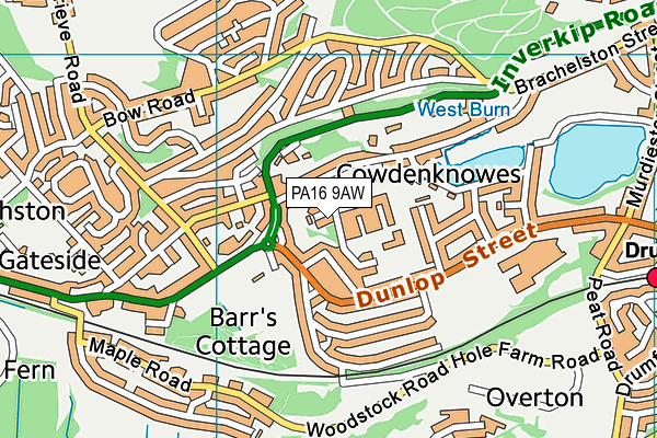 PA16 9AW map - OS VectorMap District (Ordnance Survey)