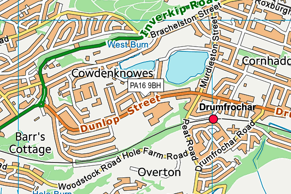 PA16 9BH map - OS VectorMap District (Ordnance Survey)