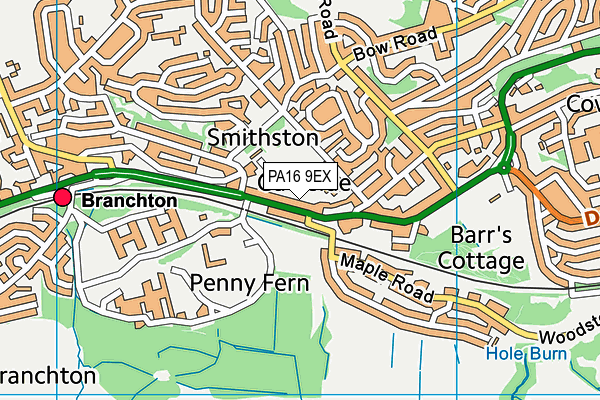 PA16 9EX map - OS VectorMap District (Ordnance Survey)