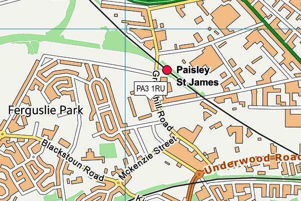 PA3 1RU map - OS VectorMap District (Ordnance Survey)