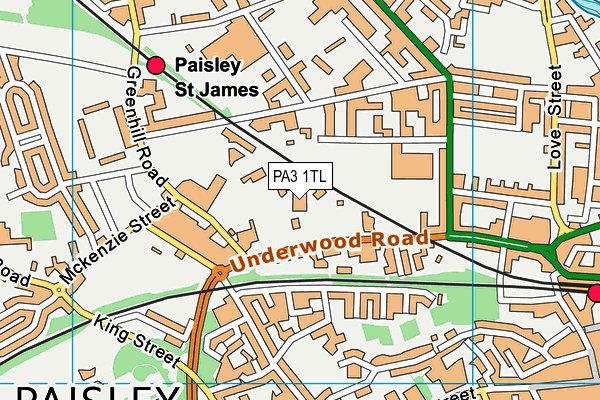 PA3 1TL map - OS VectorMap District (Ordnance Survey)