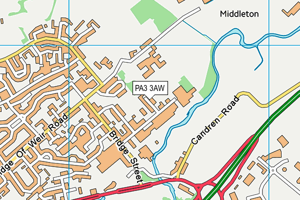 PA3 3AW map - OS VectorMap District (Ordnance Survey)