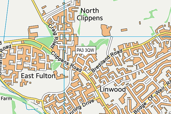 PA3 3QW map - OS VectorMap District (Ordnance Survey)