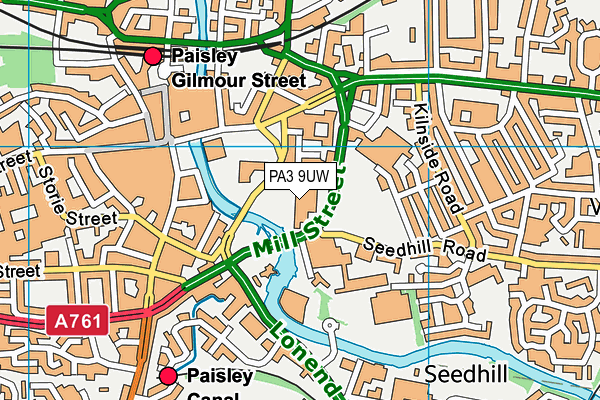 PA3 9UW map - OS VectorMap District (Ordnance Survey)