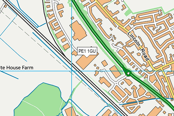 PE1 1GU map - OS VectorMap District (Ordnance Survey)