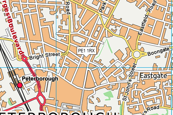 PE1 1RX map - OS VectorMap District (Ordnance Survey)